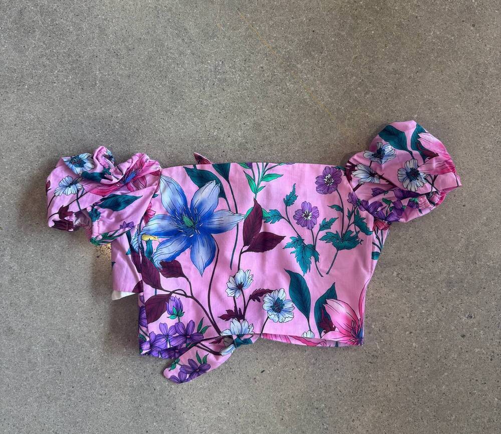 NEW THEME girls hawaiian floral tie top in pink multi